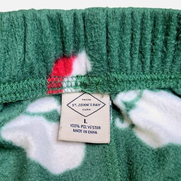St John's Bay Men's Large Santa Fleece Pajama Pants Green Christmas Pockets SOFT - Picture 6 of 7
